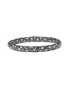 18K White Gold 20.0 Cttw Black and White Pave Set Diamond Eternity Snake Skin Style Tennis Bracelet (Black and G-H Color, SI1-SI2 Clarity)