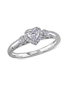 2/5 CT Heart and Round Diamonds TW Heart Ring  14k White Gold GH I1;I2