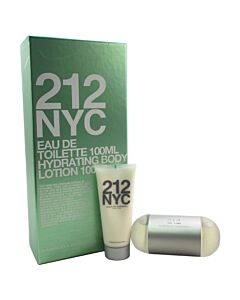212 NYC by Carolina Herrera for Women - 2 Pc Gift Set 3.4oz EDT Spray, 3.4oz Hydrating Body Lotion