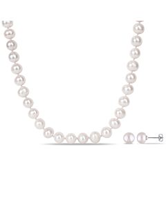 2pc Set of 9-10mm Freshwater Cultured Pearl 18" Necklace