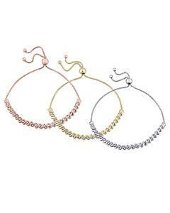 3 PC Set Of 3/4 CT TW Diamond Bolo Bracelest in White, Yellow and Rose Plated Sterling Silver JMS004832