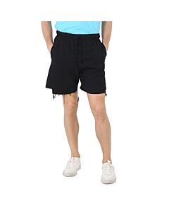 424 Men's Black Double Layer Cotton Shorts