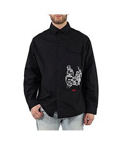 424 Men's Psycho Embroidery Long-sleeve Shirt In Black
