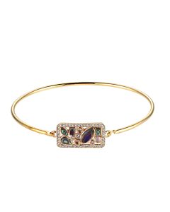 Envie 18k Gold & Fine Silver Plated Bronze, Created Chrystal & Abalone Bangle