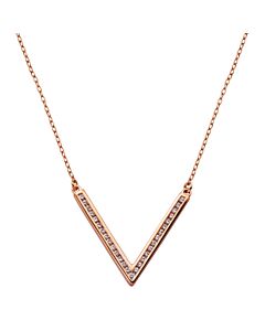 Morgan & Paige 18k Rose Gold Plated Signity CZ Chevron Necklace, 18"