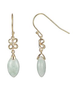 Morgan & Paige 18k Yellow Gold Plated Sterling Silver Genuine Green Jade Dangle Earrings