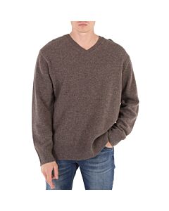 Acne Studios Men's Dusty Brown Wool Cashmere V-Neck Knitted Jumper