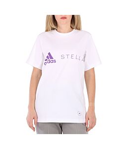 Adidas by Stella Mccartney Ladies White / Active Purple Logo Tee