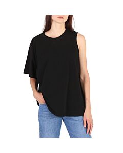 AGOLDE Ladies Black Della Asymmetrical T-shirt