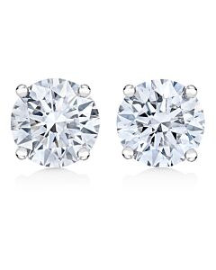 AGS Certified 14K White Gold 1.0 Cttw 4-Prong Set Brilliant Round-Cut Solitaire Diamond Push Back Stud Earrings (E-F Color, I1-I2 Clarity)