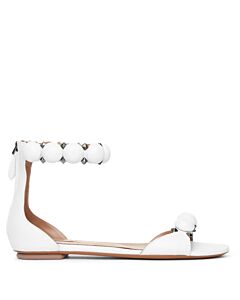 Alaia Ladies Bombe Calf Leather Flat Sandals In White