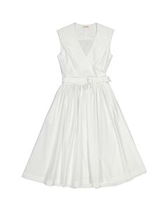 Alaia Ladies White Pinafore Dress In Cotton Pique, Brand Size 40