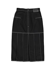 Alexander McQueen Black Contrast Stitching Pleated Skirt