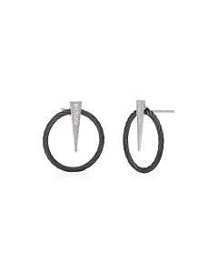 ALOR Black Cable Full Circle Spear Earrings with 18K Gold & Diamonds