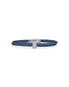 ALOR Blueberry Cable Single Simple Stack Bracelet with 18kt White Gold & Diamonds