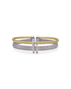 ALOR Grey & Yellow Cable Double Arch Over Twist Cuff with 18K Gold & Diamonds