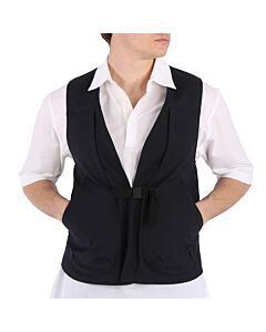 Ambush Men's Black Buckle Waist V-Neck Worker Gilet Vest, Size Medium