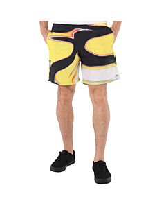 Ambush Men's Yellow/Black  Abstract Patterned Swim Short