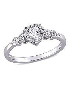 Amour 0.012 CT TDW Diamond and 3/8 CT TGW Created White Sapphire Ring in Sterling Silver