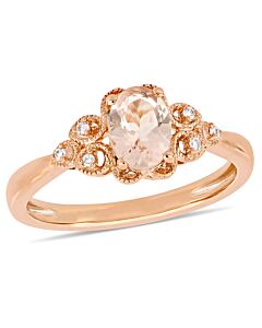 Amour 0.03 CT Diamond TW And 3/4 CT TGW Morganite Fashion Ring 10k Pink Gold JMS005328