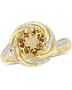 Amour 0.04 CT TDW Diamond and 2 CT TGW Citrine w/ White Topaz Ring in Yellow Silver