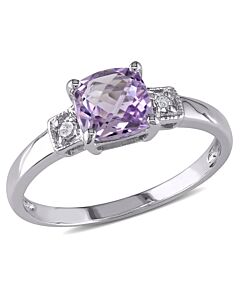 Amour 0.04 CT TDW Diamond and 4/5 CT TGW Amethyst Ring in Sterling Silver