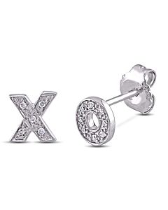 AMOUR Diamond Hugs and Kisses Earrings In Sterling Silver