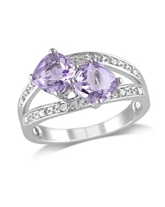 Amour 0.05 CT TDW Diamond and 2 CT TGW Rose de France Ring in Sterling Silver