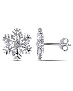AMOUR Diamond Snowflake Stud Earrings In Sterling Silver