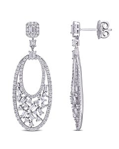 AMOUR 1 1/2 CT TDW Diamond Dangle Drop Earrings In 14K White Gold