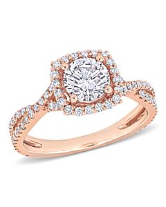 Amour 1 1/2 CT TW Diamond Halo Engagement Ring in 14k Rose Gold