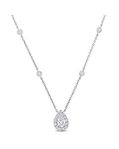 AMOUR 1 1/2 Ct TW Pear and Round Diamond Necklace In Platinum