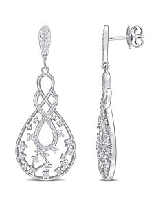 AMOUR 1 1/3 CT TDW Diamond Infinity Teardrop Earrings In 14K White Gold