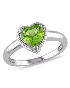 Amour 1 1/3 CT TGW Peridot Heart Ring in Sterling Silver
