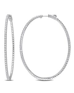 AMOUR 1 1/4 CT TDW Diamond Hoop Earrings In 14K White Gold