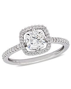 Amour 1 1/5 CT TW Cushion-Cut Diamond Floating Halo Engagement Ring in 14k White Gold