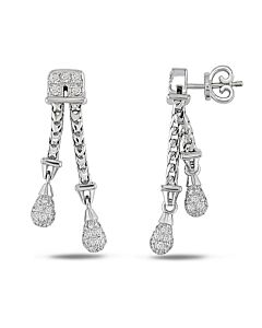 AMOUR 1 1/5 CT TW Diamond Briolette Lariat Earrings In 18k White Gold