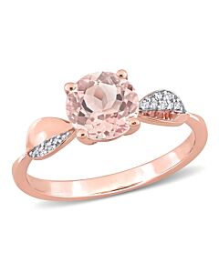 Amour 1 1/6 CT TGW Morganite and Diamond Accent Ring in 14k Rose Gold