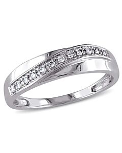 Amour 1/10 CT Diamond 10K White Gold Wedding Ring