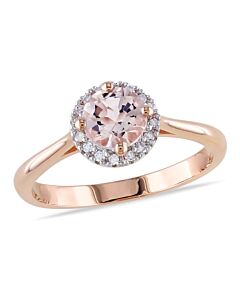Amour 1/10 CT Diamond and Morganite 10K Pink Gold Ring