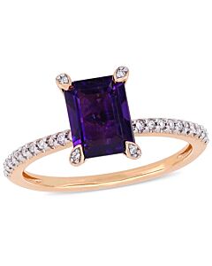 Amour 1/10 CT Diamond TW And 1 1/2 CT TGW Amethyst-Africa Fashion Ring 10k Pink Gold JMS005335
