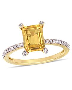 Amour 1/10 CT Diamond TW And 1 1/2 CT TGW Citrine Fashion Ring 10k Yellow Gold JMS005339