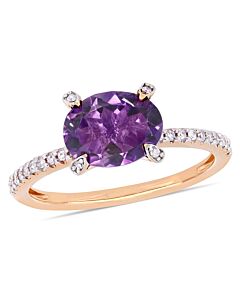 Amour 1/10 CT Diamond TW And 1 5/8 CT TGW Amethyst-Africa Fashion Ring 10k Pink Gold JMS005333