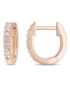 AMOUR 1/10 CT TW Diamond Hoop Earrings In 10K Rose Gold