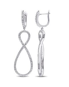 AMOUR 1/10 CT TW Diamond Infinity Earrings In Sterling Silver