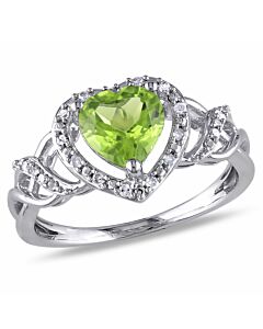 Amour 1/10 CT TDW Diamond and 1 1/3 CT TGW Peridot Ring in Sterling Silver