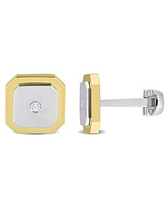 AMOUR 1/10 CT Diamond TW Cufflinks in 14K White and Yellow Gold