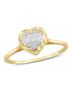 Amour 1/10 CT TDW Parallel Baguette and Round Diamond Heart Ring in 14k Two-Tone Yellow and White Gold
