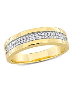 Amour 1/10ct TDW Diamond Men's Double Row Anniversary Band in Yellow Plated Sterling Silver