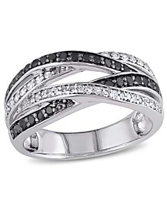 Amour 1/2 CT Black and White Diamond Sterling Silver Ring